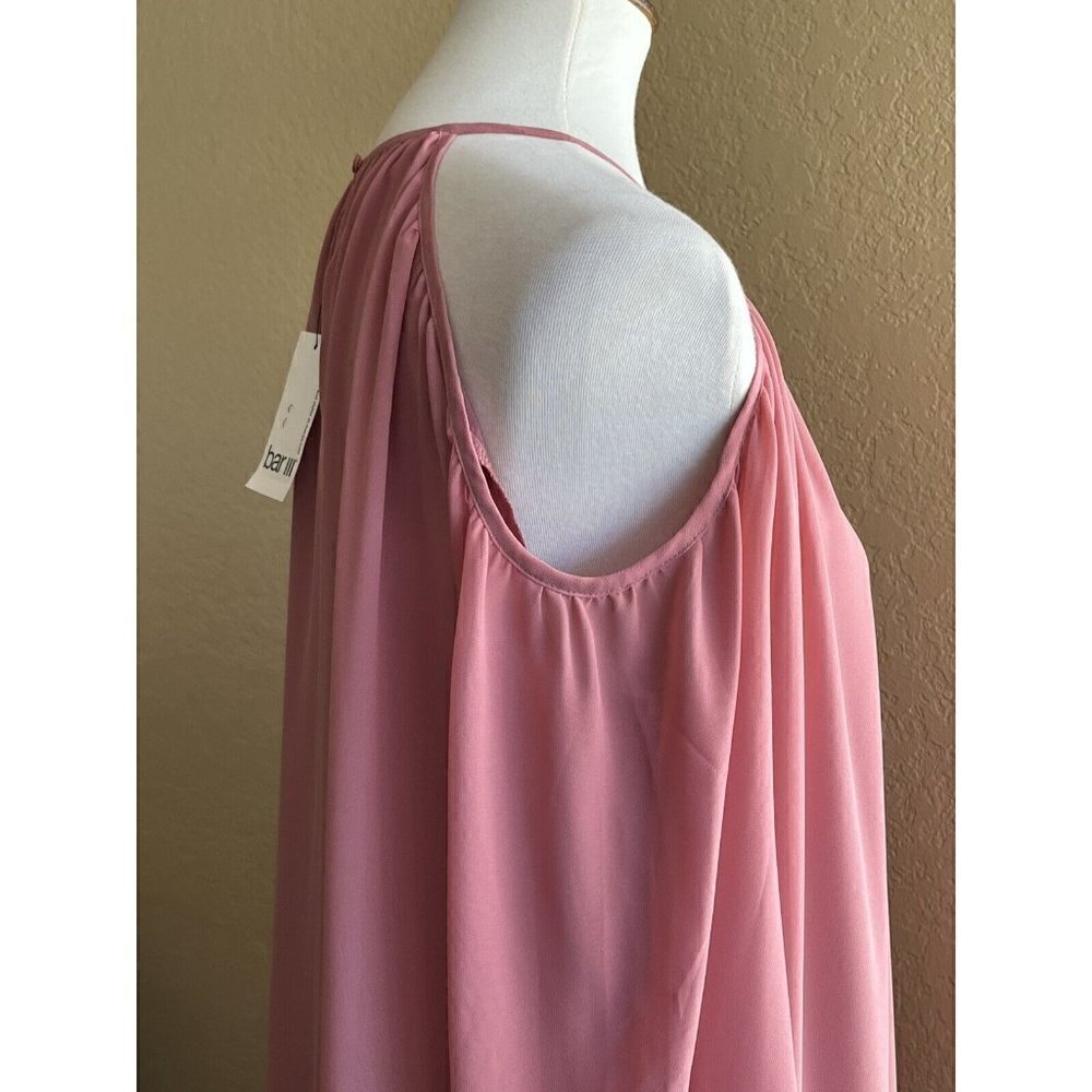 Bar III Cold Shoulder Chiffon Dress Bronzed Rose Size M NWT - Picture 11 of 11